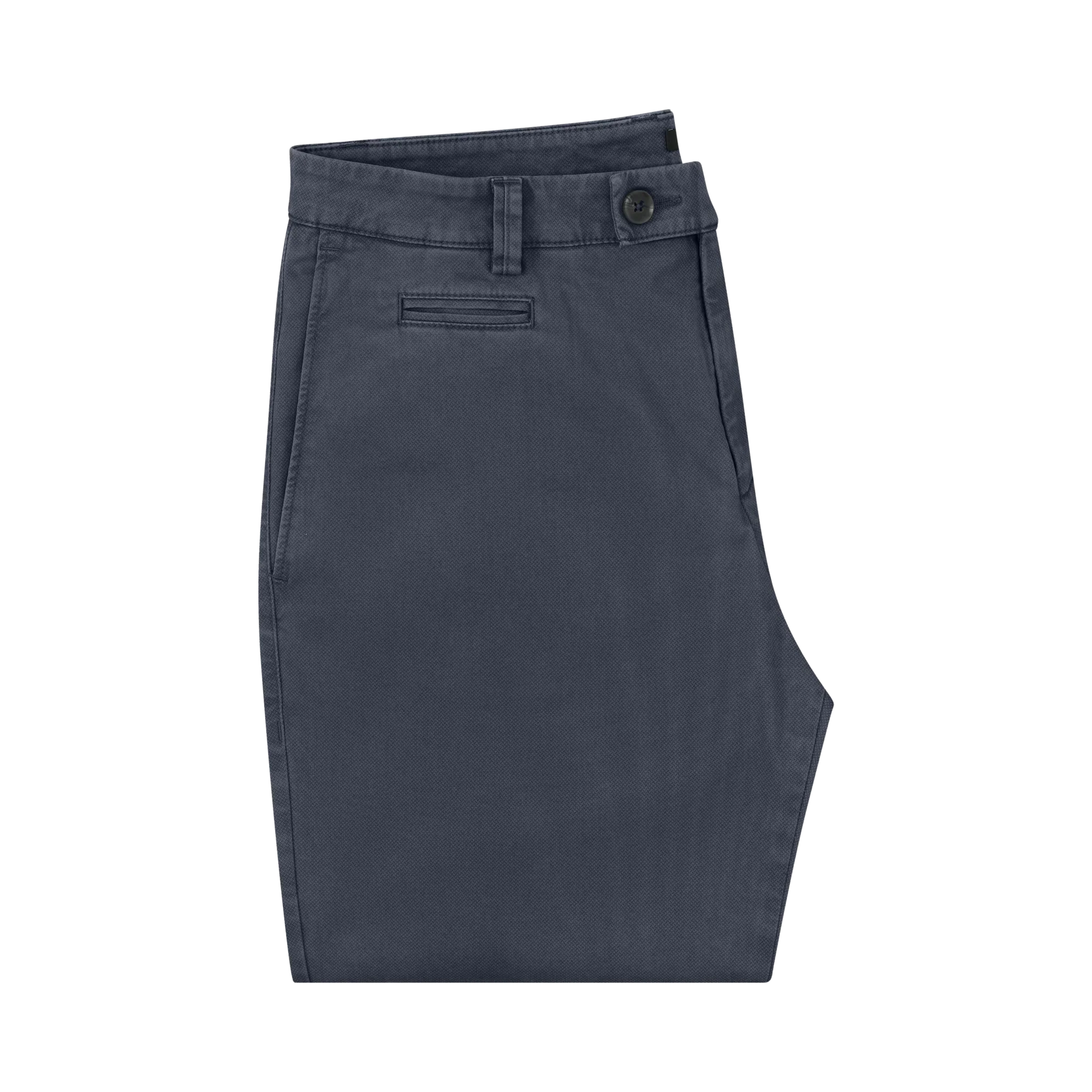 Blue pants folded on a white background