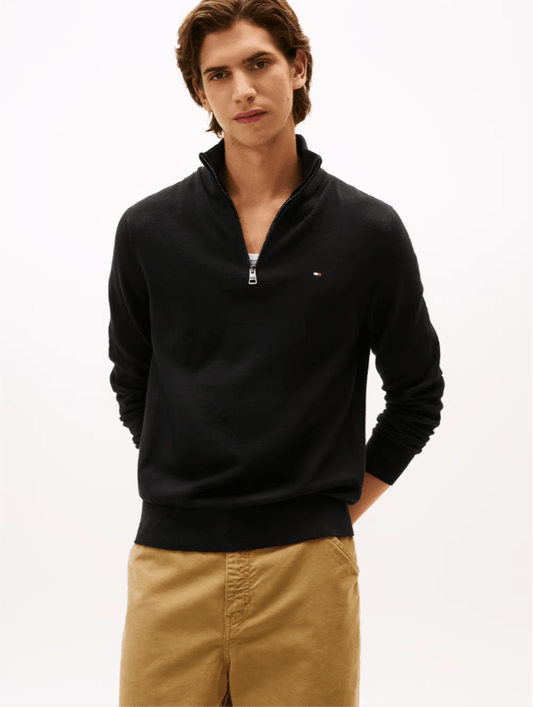 Tommy Hilfiger Cotton Cashmere Zip Neck Jumper - Matt O'Brien Fashions