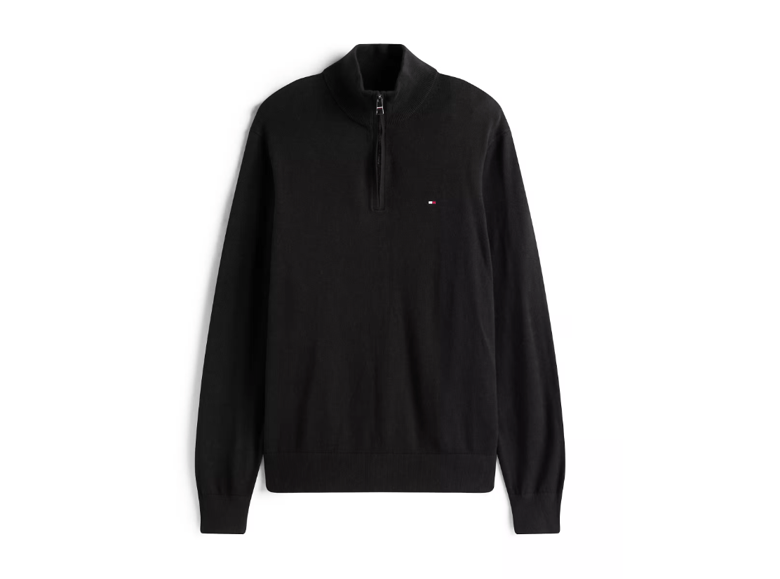 Tommy Hilfiger Cotton Cashmere Zip Neck Jumper - Matt O'Brien Fashions
