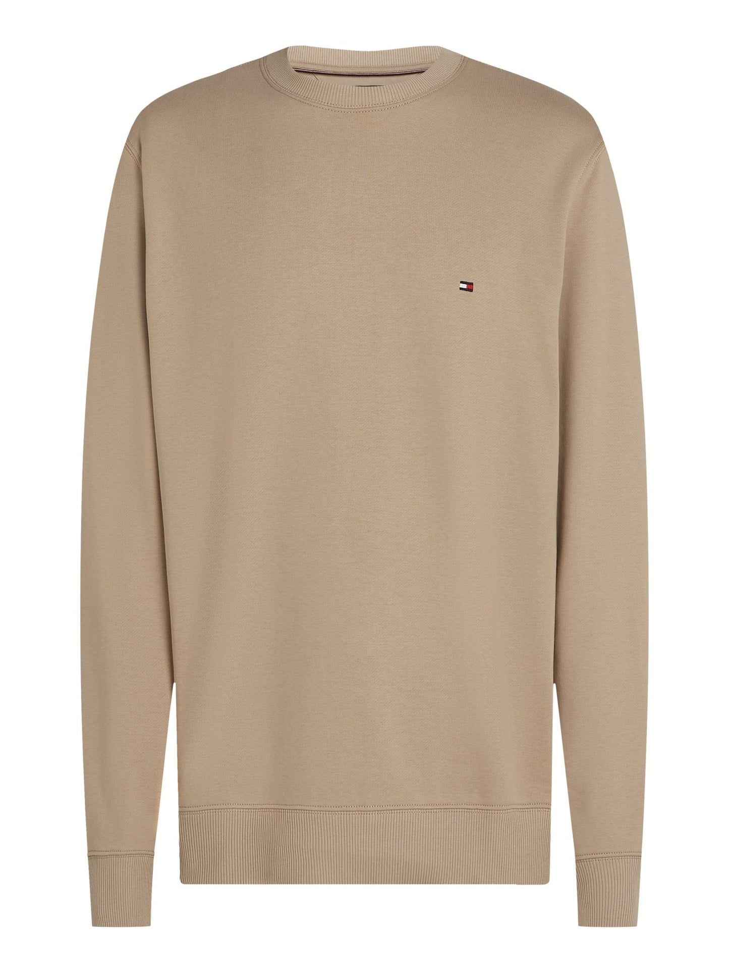 Tommy Hilfiger Crew Neck Sweatshirt, front, sandalwood - Matt O'Brien Fashions