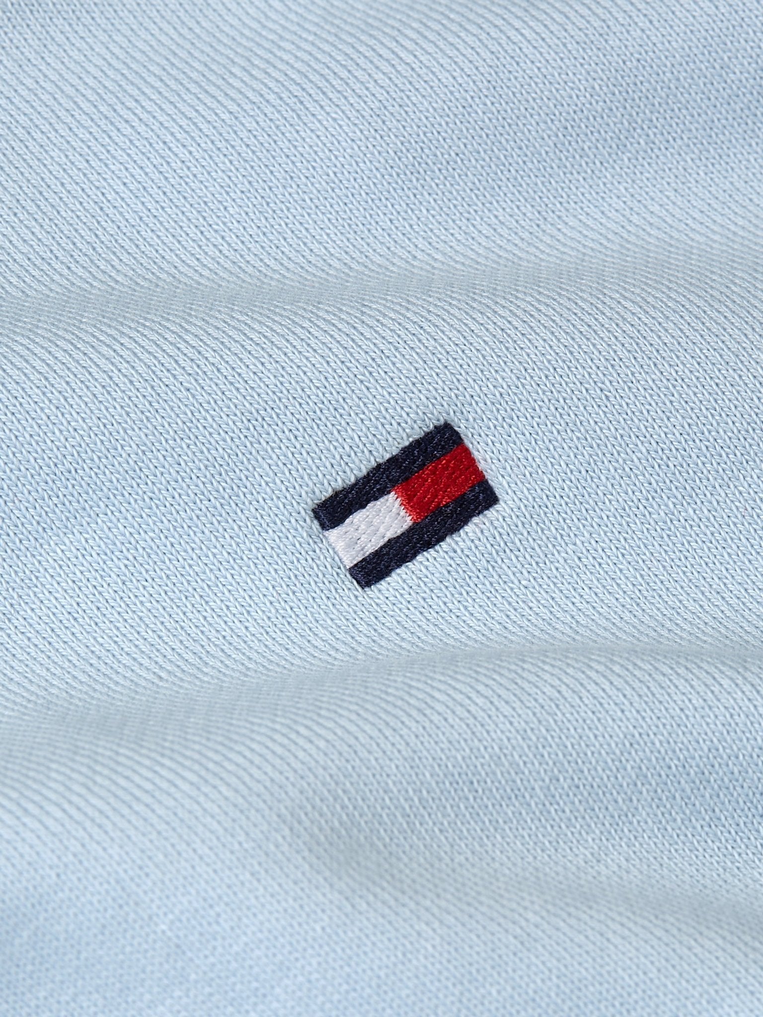 Tommy Hilfiger Crew Neck Sweatshirt, logo close up, breezy blue  - Matt O'Brien Fashions