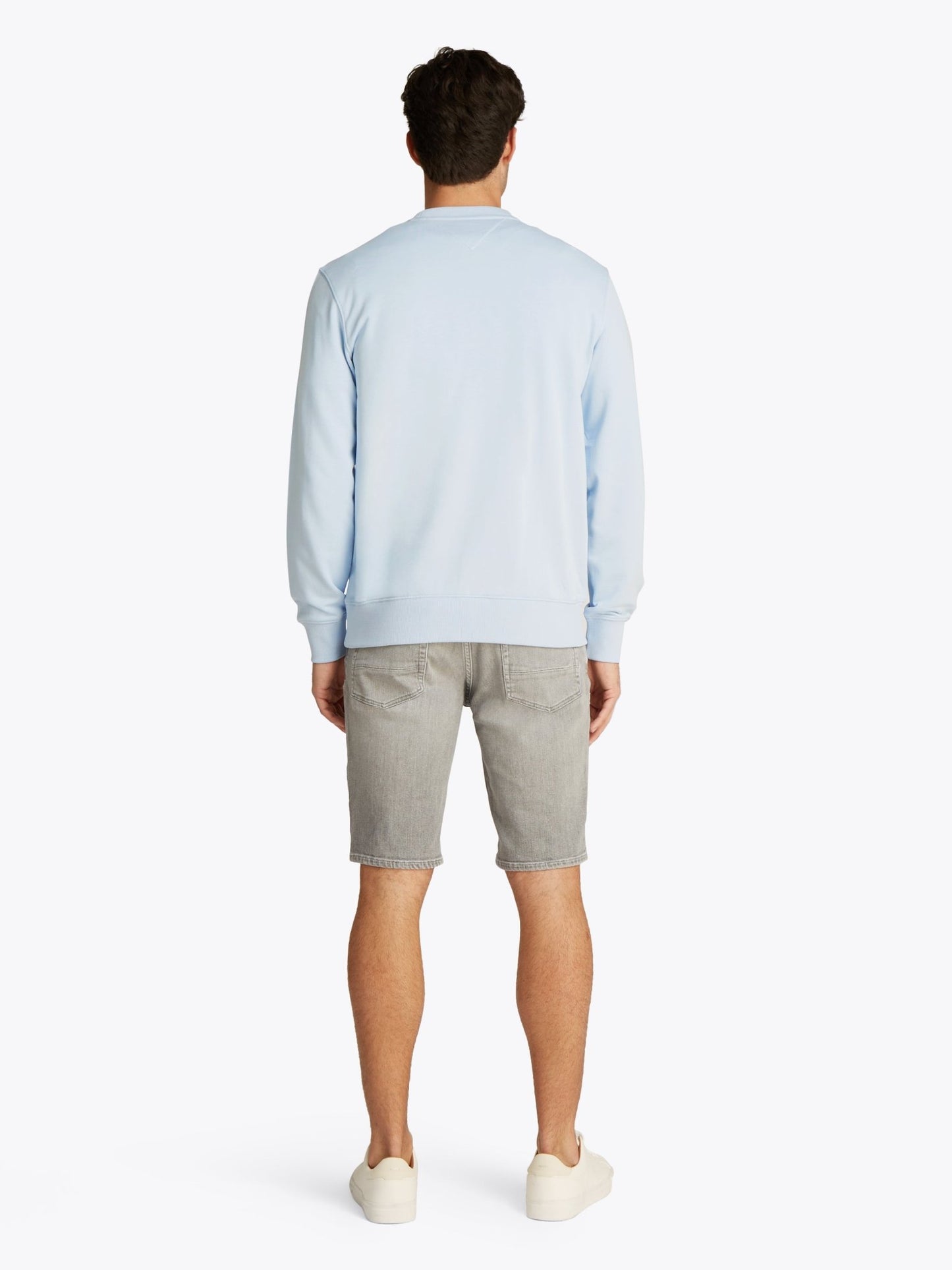 Tommy Hilfiger Crew Neck Sweatshirt on model, back, breezy blue - Matt O'Brien Fashions