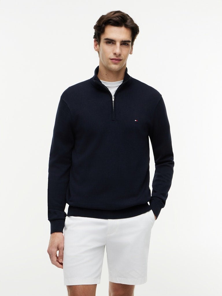 Tommy Hilfiger Essential Cotton Zip Mock - Matt O'Brien Fashions