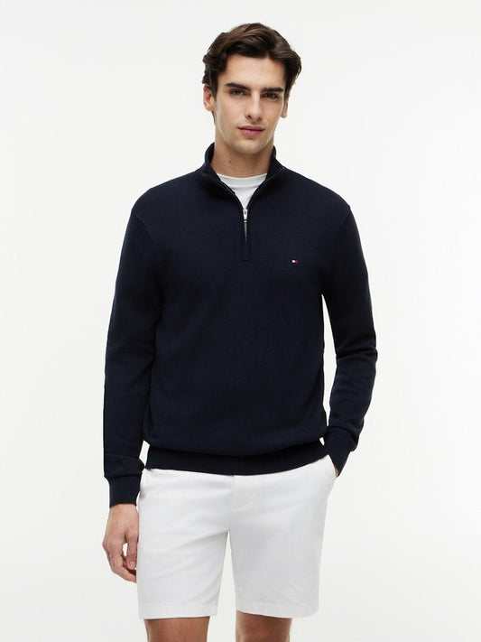 Tommy Hilfiger Essential Cotton Zip Mock - Matt O'Brien Fashions