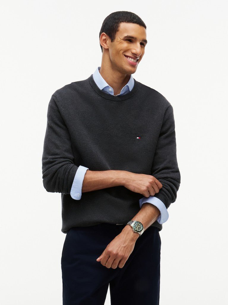 Tommy Hilfiger Essential Textured Crew Neck Jumper - Matt O'Brien Fashions