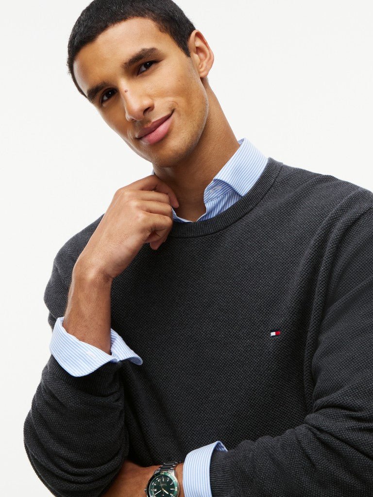 Tommy Hilfiger Essential Textured Crew Neck Jumper - Matt O'Brien Fashions
