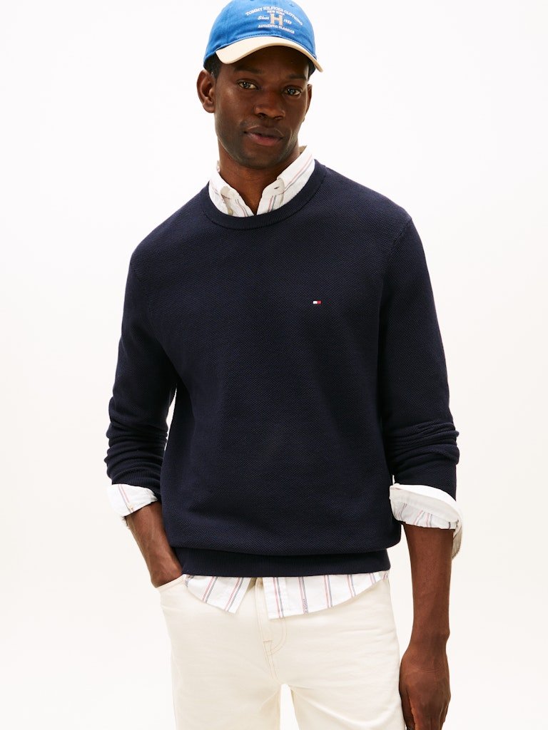 Tommy Hilfiger Essential Textured Crew Neck Jumper - Matt O'Brien Fashions