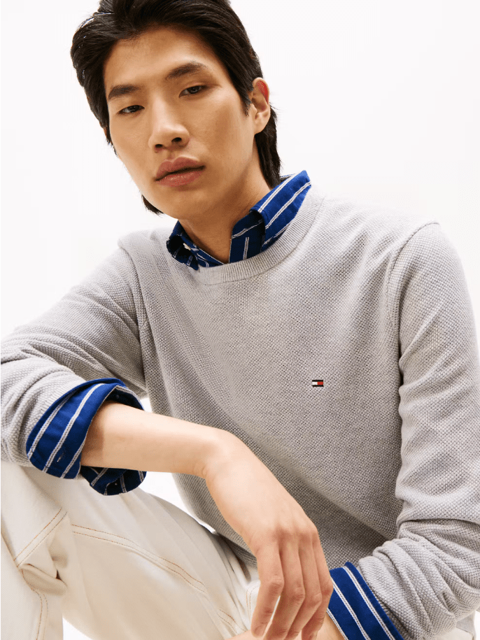 Tommy Hilfiger Essential Textured Crew Neck Jumper - Matt O'Brien Fashions