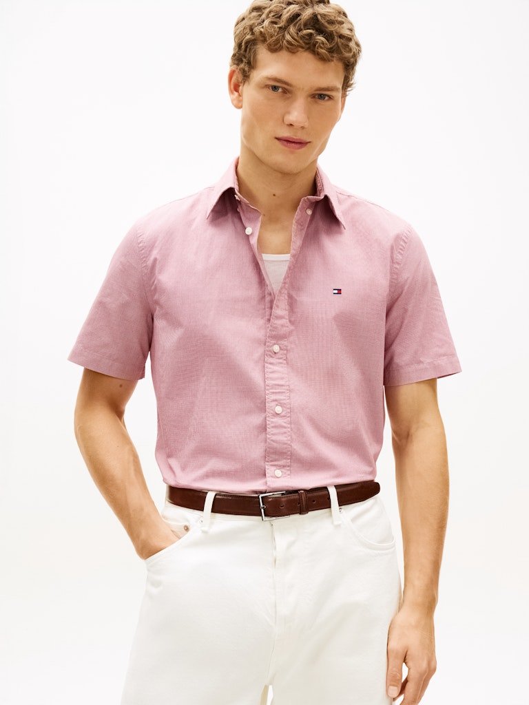 Tommy Hilfiger Flex Poplin Houndstooth Short Sleeve Shirt - Matt O'Brien Fashions