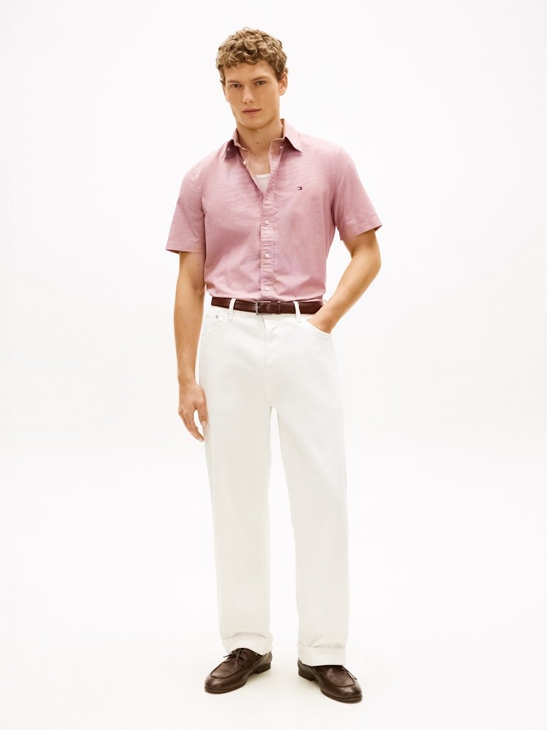 Tommy Hilfiger Flex Poplin Houndstooth Short Sleeve Shirt - Matt O'Brien Fashions