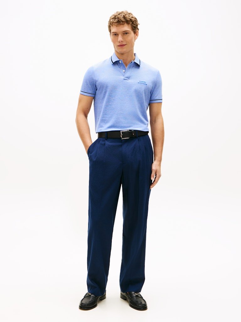 Tommy Hilfiger Oxford Two Tone Reg Polo - Matt O'Brien Fashions