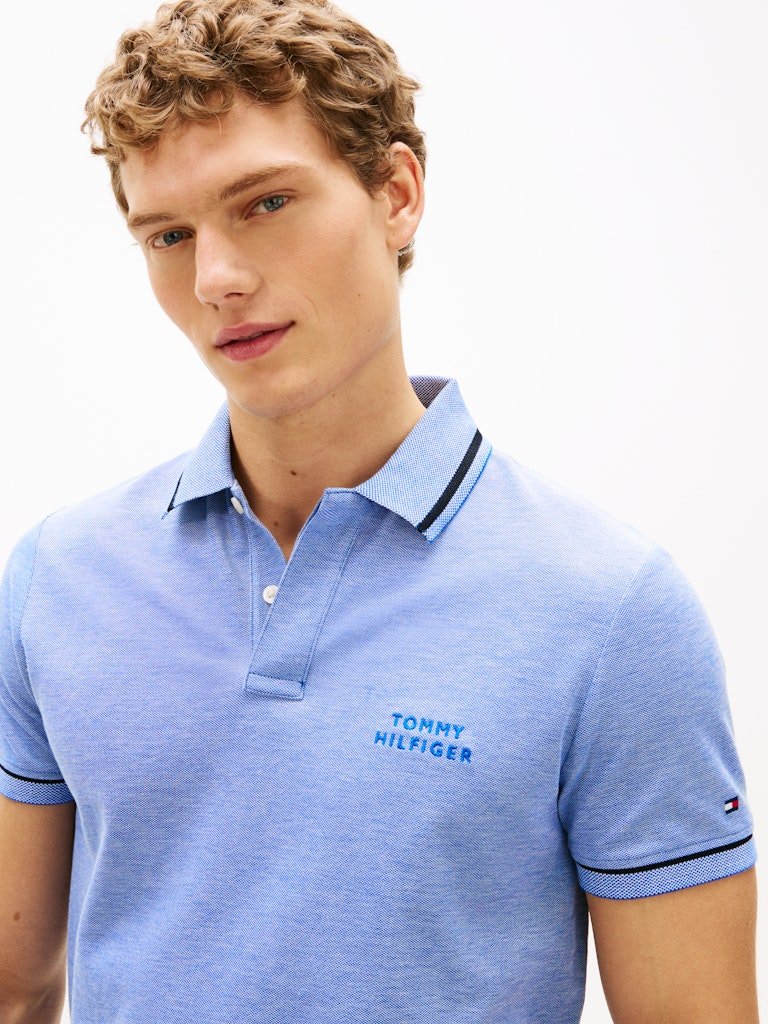 Tommy Hilfiger Oxford Two Tone Reg Polo - Matt O'Brien Fashions