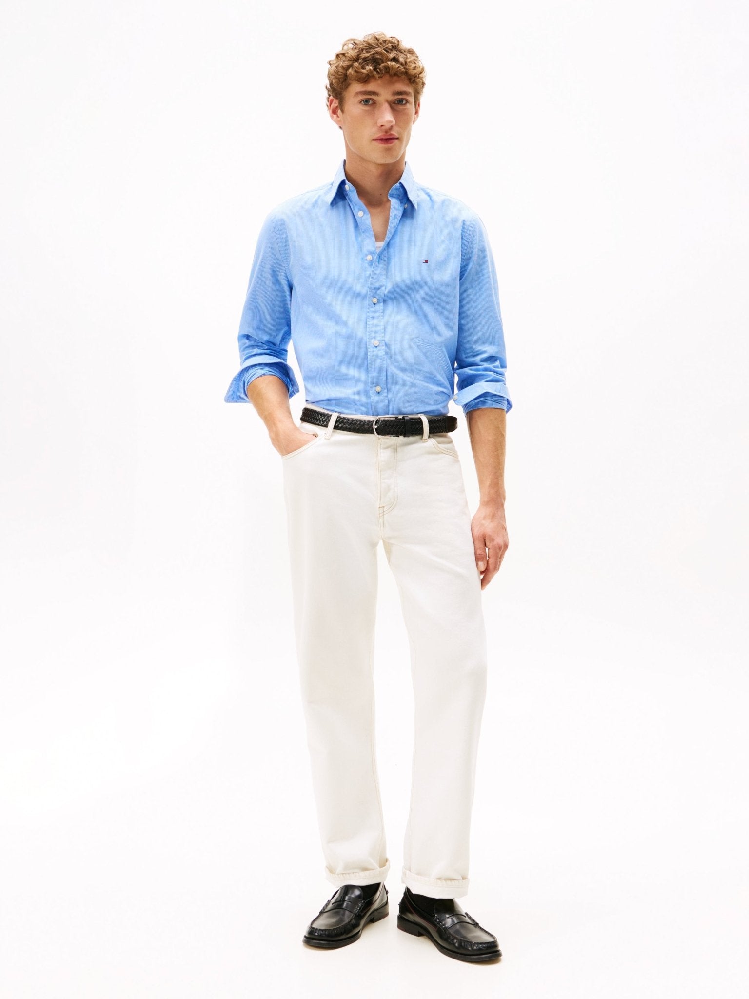 Tommy Hilfiger Reg Poplin Micro Gingham Shirt - Matt O'Brien Fashions