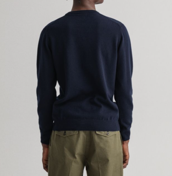 GANT Superfine Lambs Wool V-Neck Sweater Marine