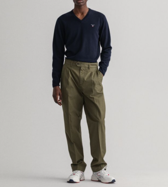 GANT Superfine Lambs Wool V-Neck Sweater Marine