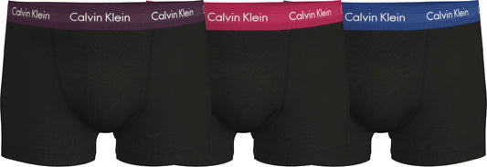 Calvin Klein 3 Pack Trunks Black with coloured waistband