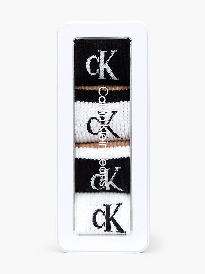 Calvin Klein 4 Pack Sport Sock Gift Set Black Combo Tin