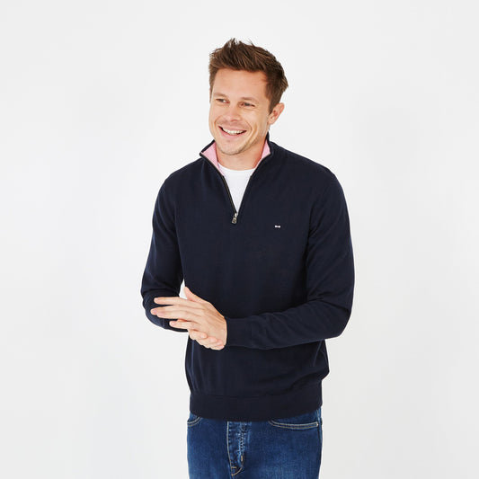 Eden Park Cotton Quarter Zip Sweater Marine