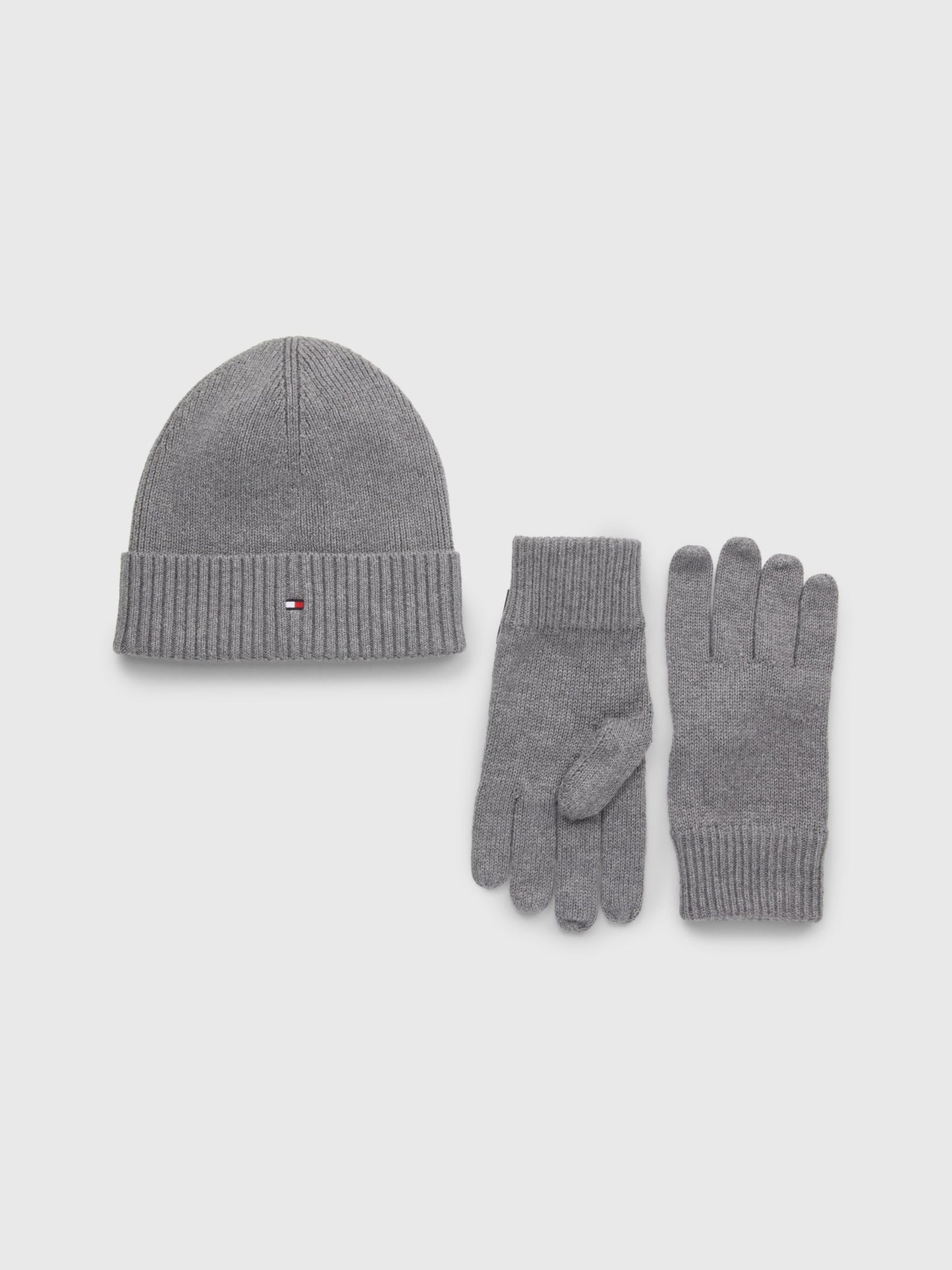 Tommy Hilfiger Essential Beanie & Gloves Set Mid Grey