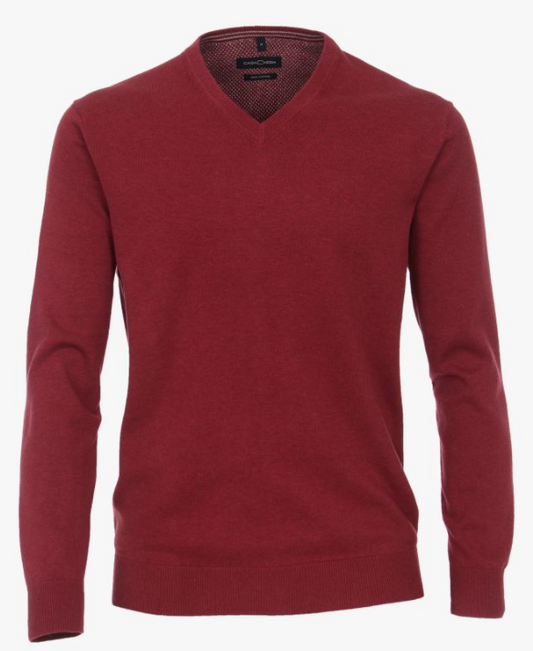 Casa Moda V-Neck Cotton Jumper Plum