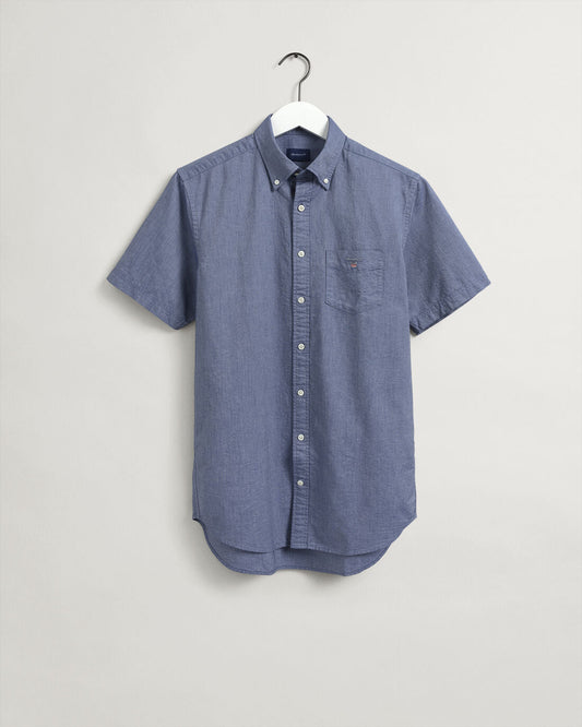GANT Regular Fit Oxford Short Sleeve Shirt Persian Blue