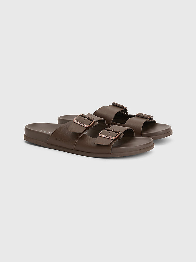 Tommy Hilfiger Elevated Leather Sandal Cocoa