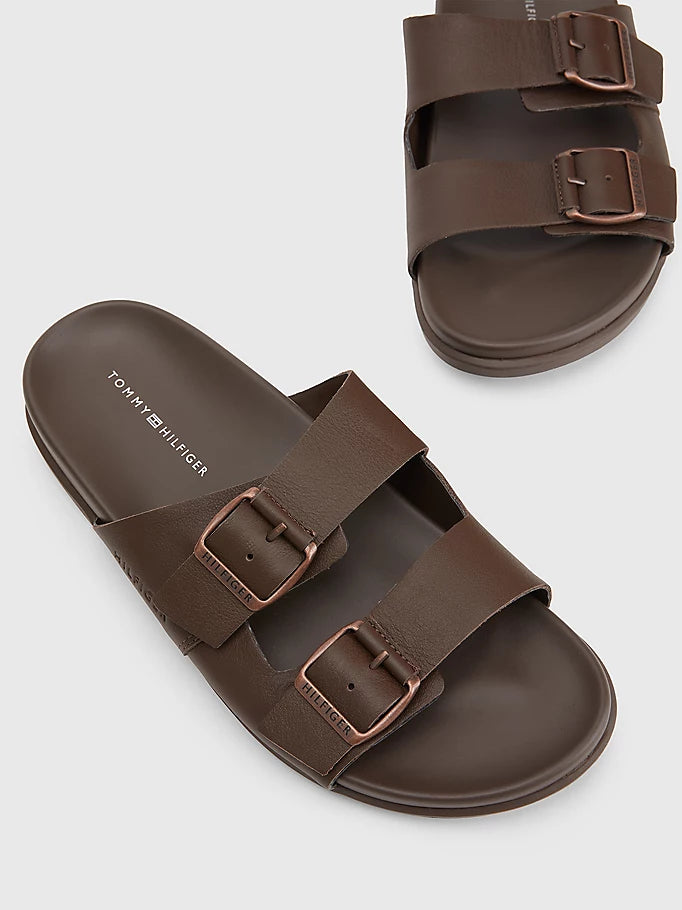 Tommy Hilfiger Elevated Leather Sandal Cocoa