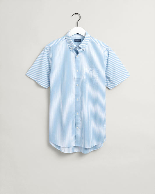 GANT Broadcloth Stripe Short Sleeve Shirt Capri Blue