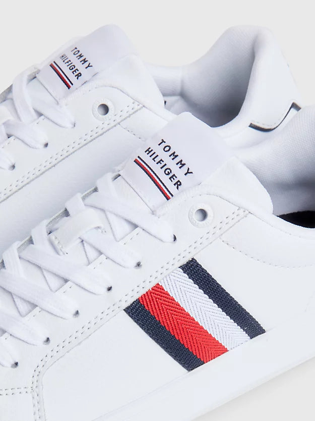 Tommy Hilfiger Signature Corporate Leather Cupsole Trainer White